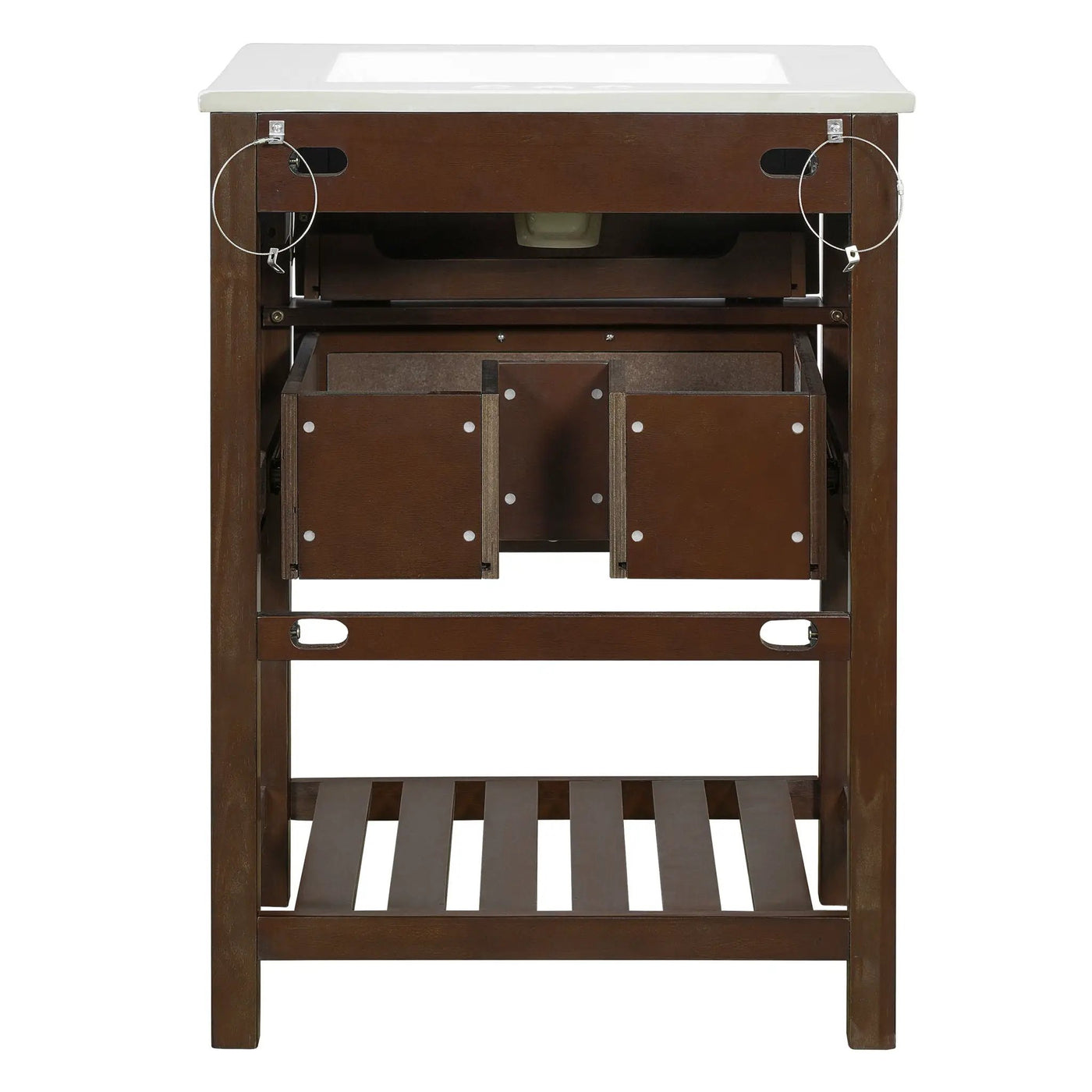 Modern Bathroom Vanity With Integrated Sink, Cabinet With 1 Deep Drawer And 1 Tip-Out Drawer by HouseOfZazla