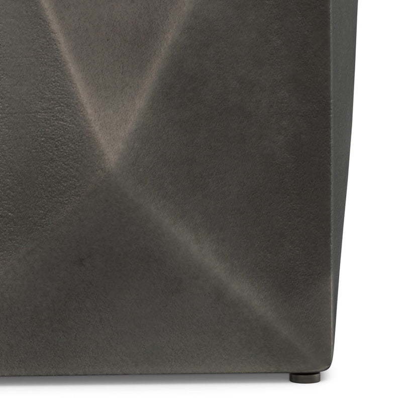 Black Cast Aluminum Side Table with Modern Pyramid Design - Black, photo 9 of 10