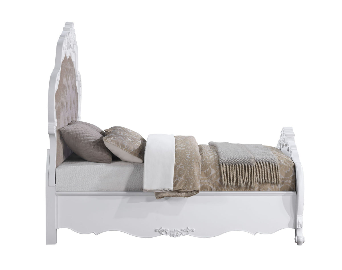 Latisha Wood Slat Bed with Fabric Headboard - White, photo 3 of 4