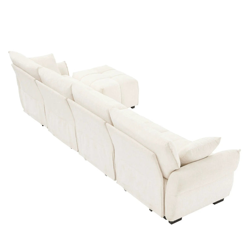 Sofa Set With Ottoman And Pillows, Textured, High Resilience Cushions by HouseOfZazla