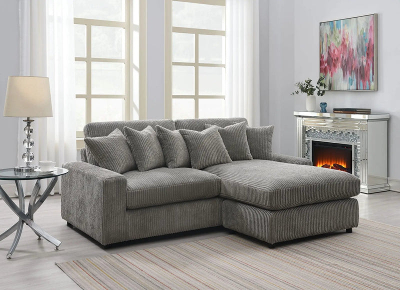 Tavia - Reversible Sectional Sofa With 6 Pillows - Gray by Unique Piece Furniture