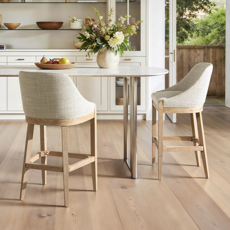 Newport 30.5" Coastal Curved Back Upholstered Barstool by HouseOfZazla