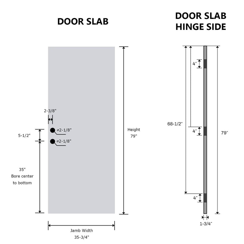 36 x 80 Smooth Fiberglass Entry Door Slab by HouseOfZazla