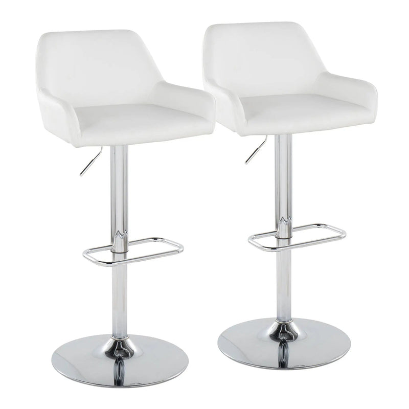 Daniella - Contemporary Adjustable Barstool With Swivel With Rounded Rectangle Footrest (Set of 2) by HouseOfZazla