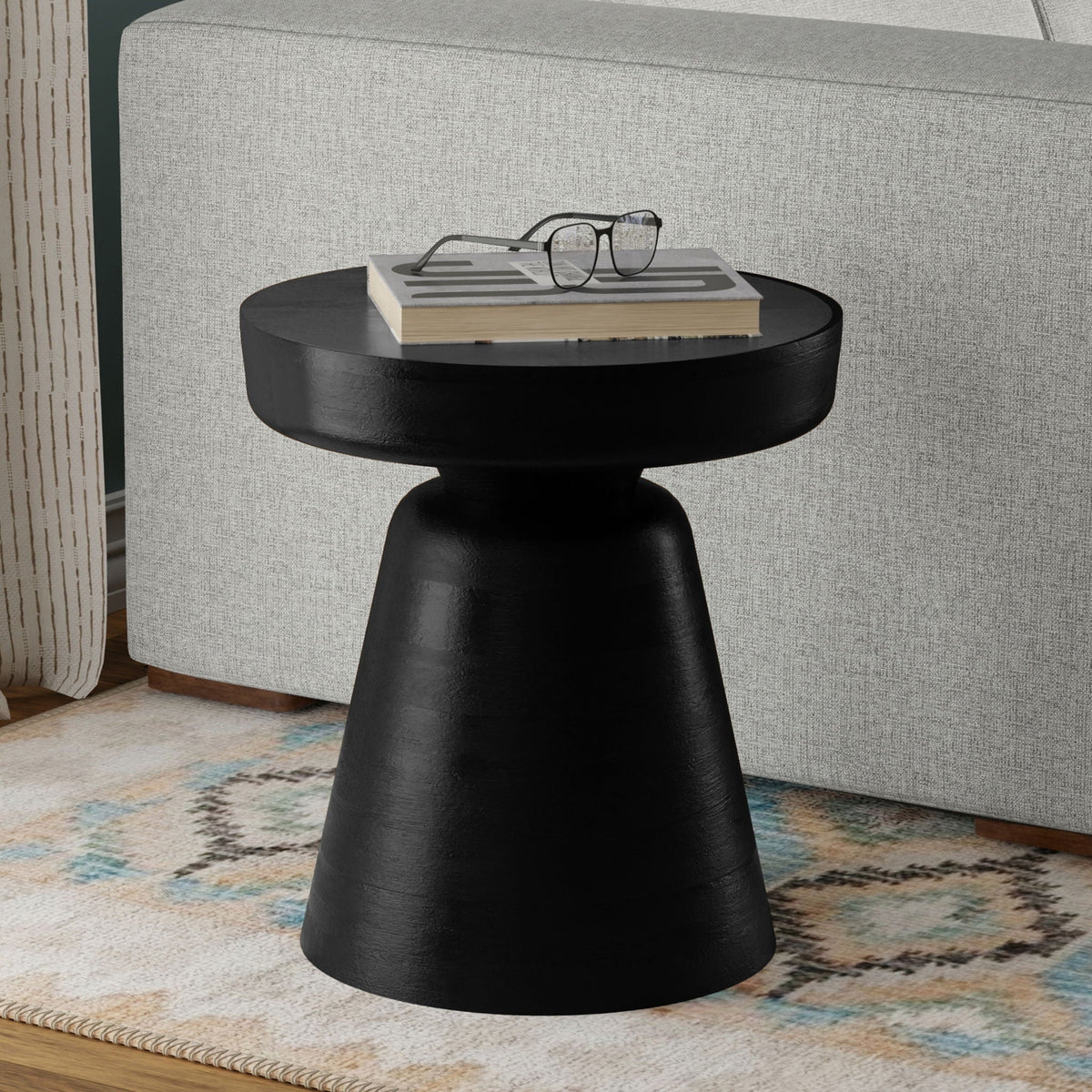 Handcrafted Mango Wood Accent Table with Sculptural Design - Multiple Colors, photo 32 of 35