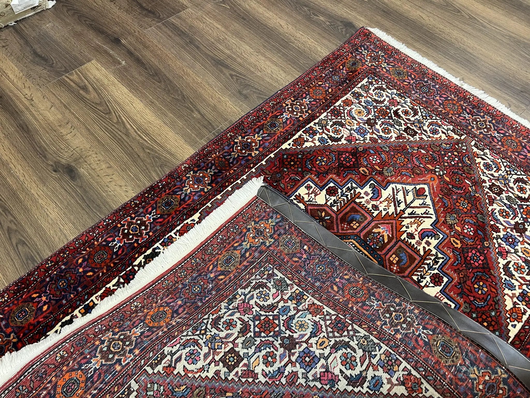 Fine Persian Bidjar Rug 3x5, Geometric Medallion Oriental Bijar Carpet 3 x 5 ft, Ruby Red and Cream, Hand Knotted Wool Rug, Semi Antique Tribal Rug, Nice by Jewel Rugs