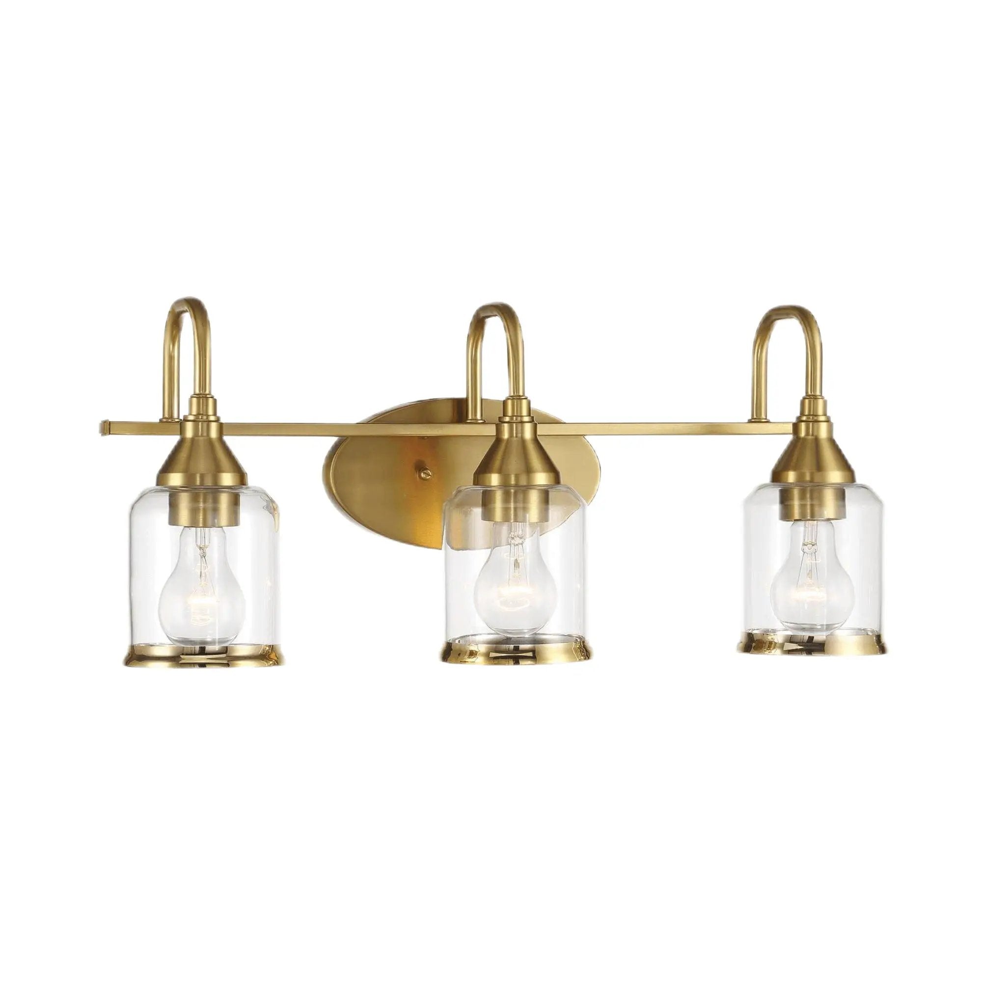 3 Lights Brush Vanity Light - Clear / Gold by HouseOfZazla