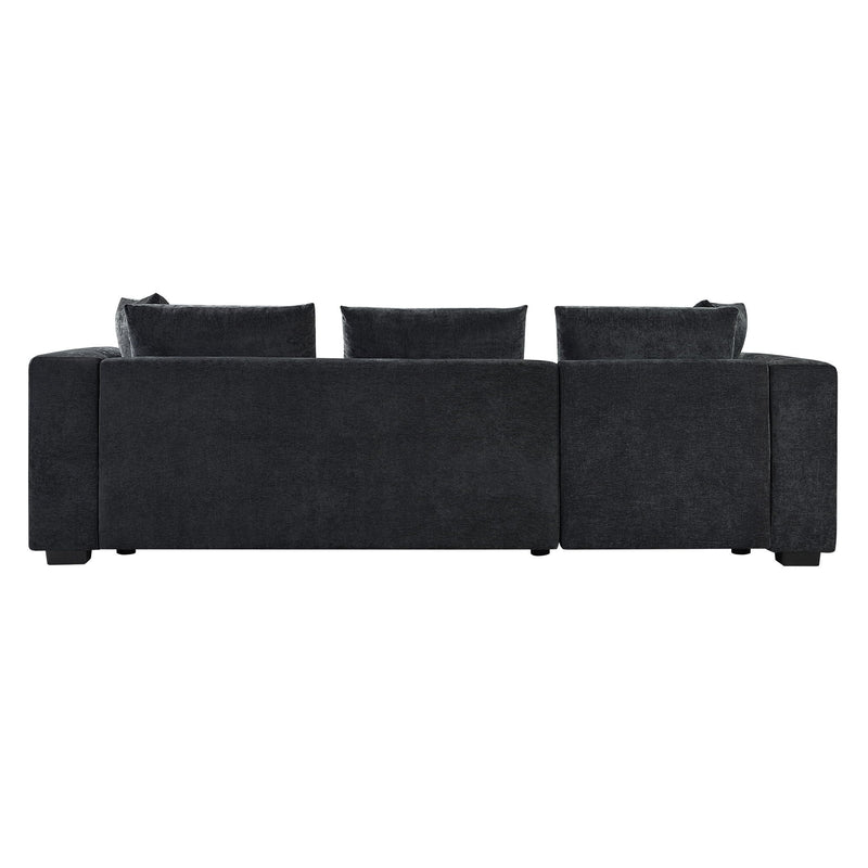 Modern L Shaped Sectional Sofa With Upholstery And Wooden Storage by HouseOfZazla