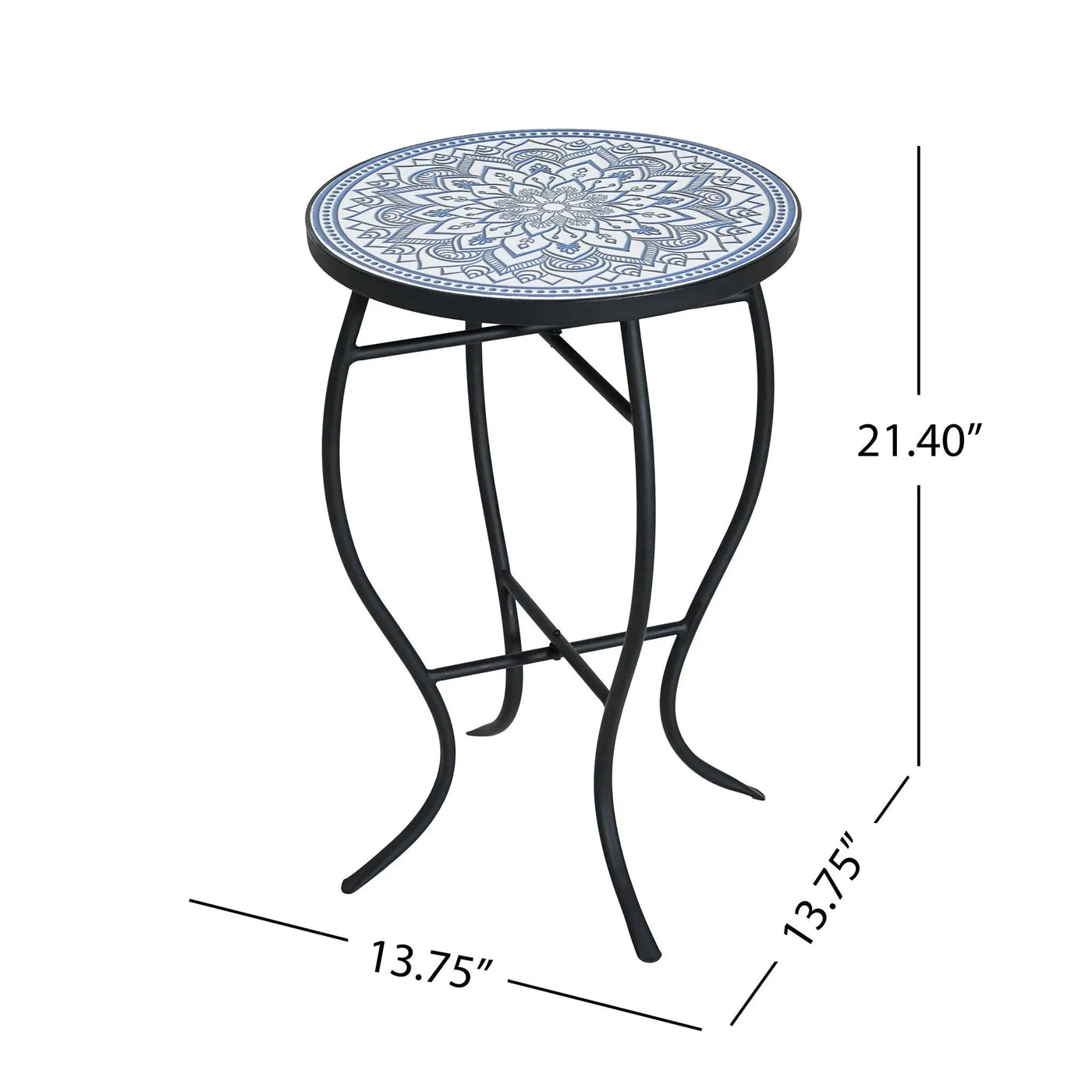 Outdoor Round Side Table With Mosaic Style Top And Curved Iron Legs by HouseOfZazla