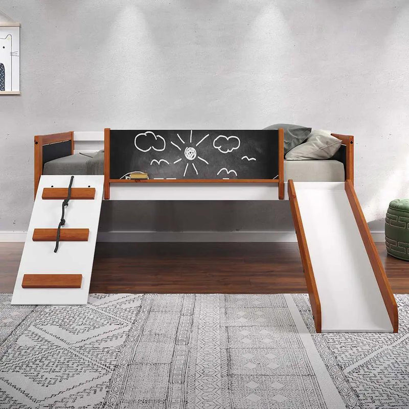 Aurea - Twin Loft Bed With Slide - Cherry Oak & White by Unique Piece Furniture