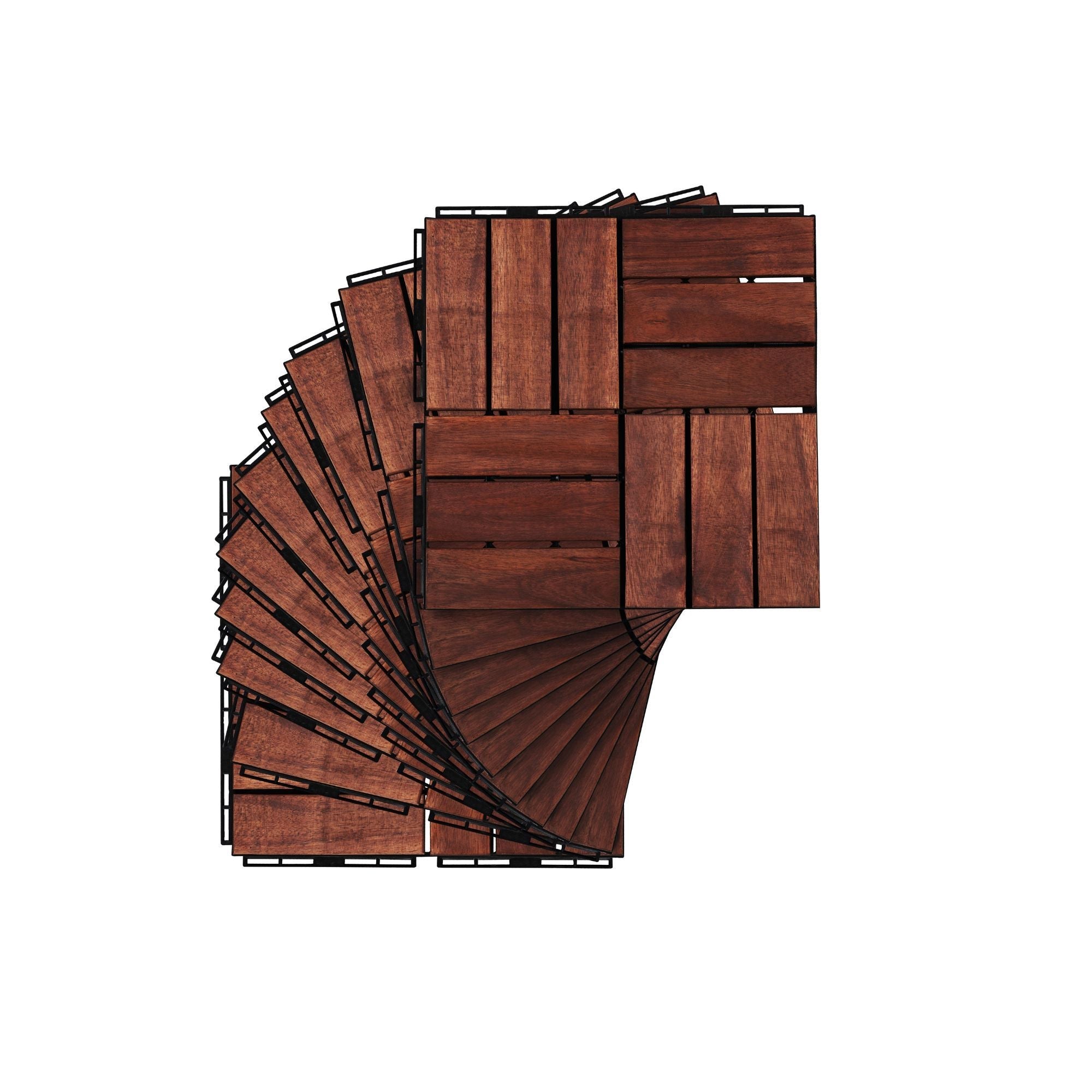 Interlocking Deck Tiles Checker Pattern, Square Acacia Hardwood Outdoor Flooring For Patio, Bancony, Pool Side by HouseOfZazla