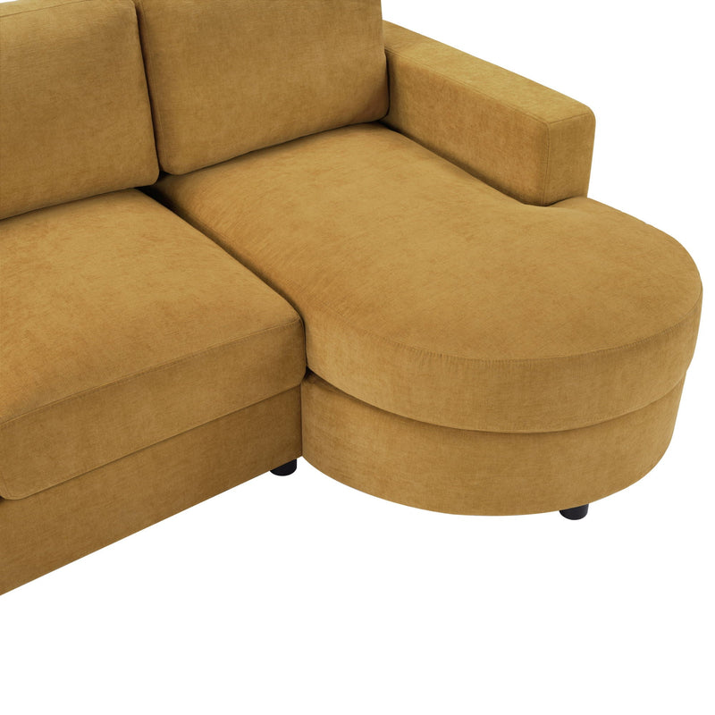 Modern L-Shaped Sectional Sofa With Curved Chaise, USB Ports, And Side Storage Pockets by HouseOfZazla