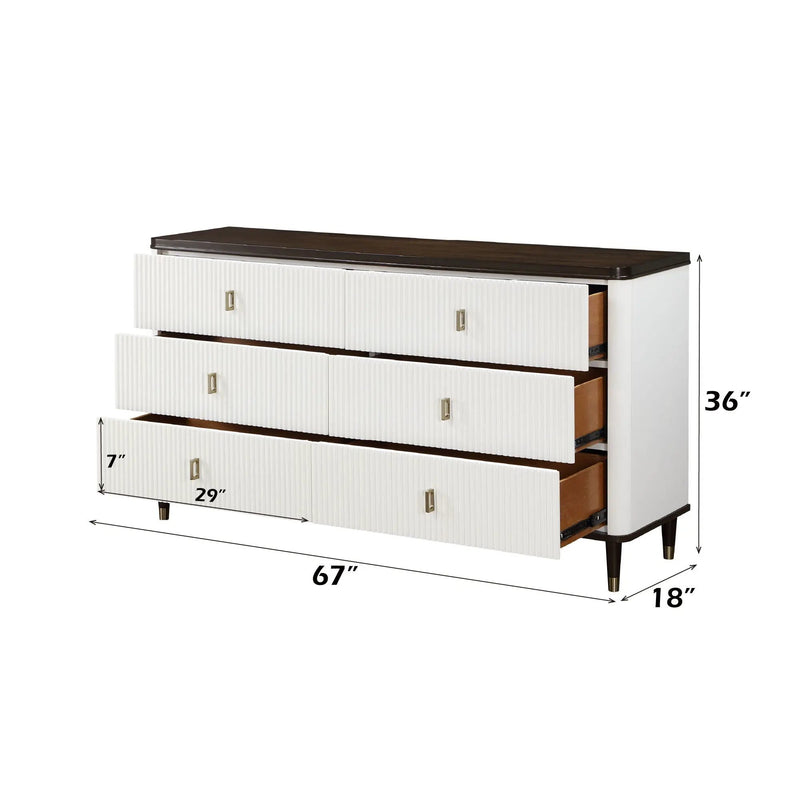 Carena - 5 Piece Bedroom Set (Eastern King Dresser Chest Mirror Nightstand) - Brown / Light Gray / White by Unique Piece Furniture