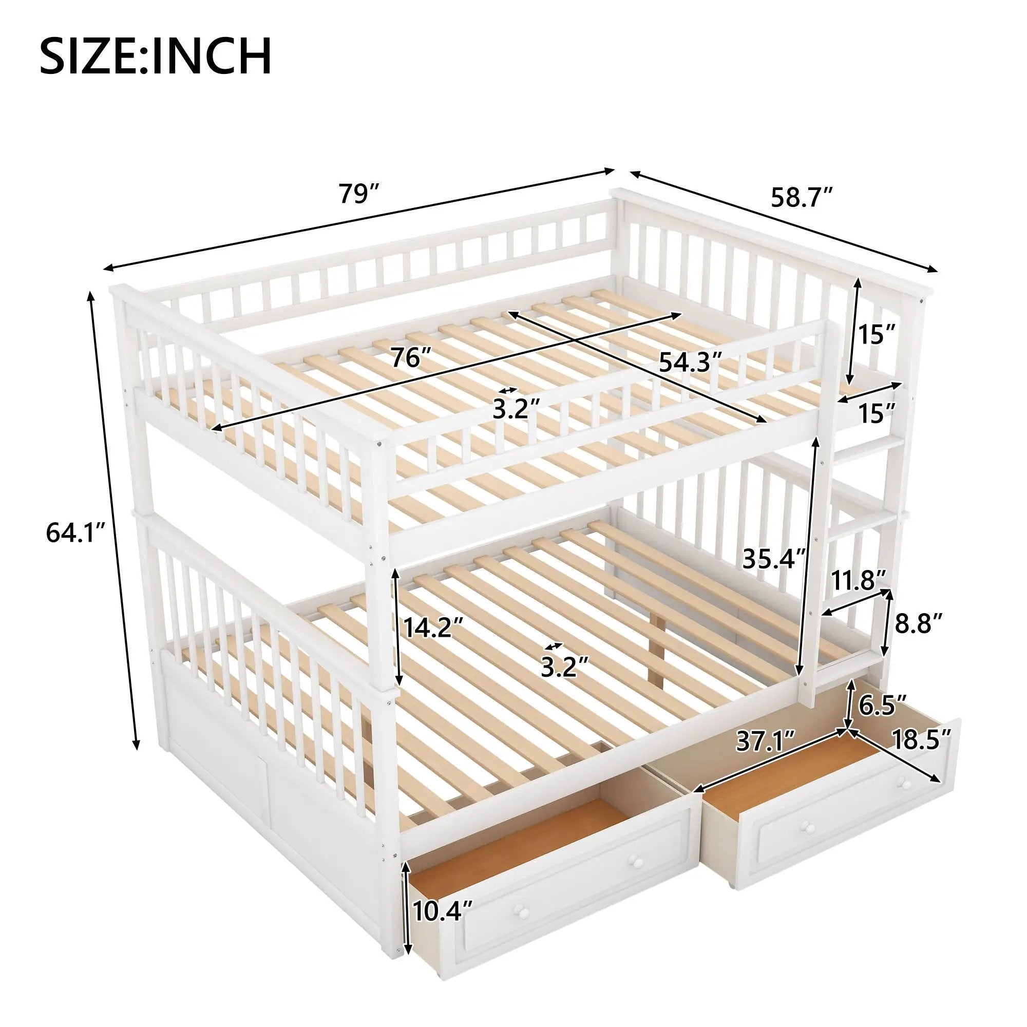 Bunk Bed With Drawers, Convertible Design by Unique Piece Furniture