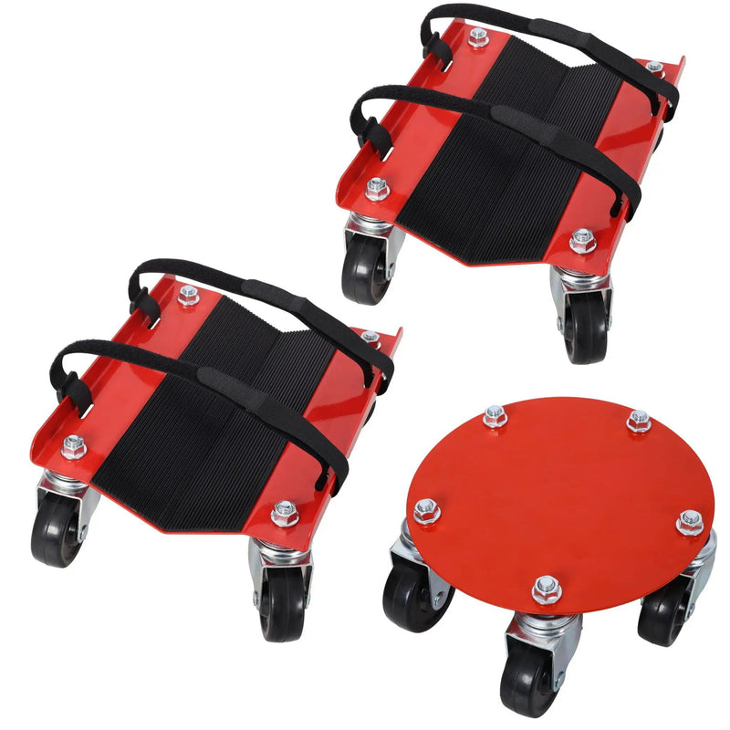 Heavy Duty Snowmobile Dolly V Slide With 2.5" Swivel Casters, Rubber Pad, 1500Lbs Capacity Steel - Red by HouseOfZazla