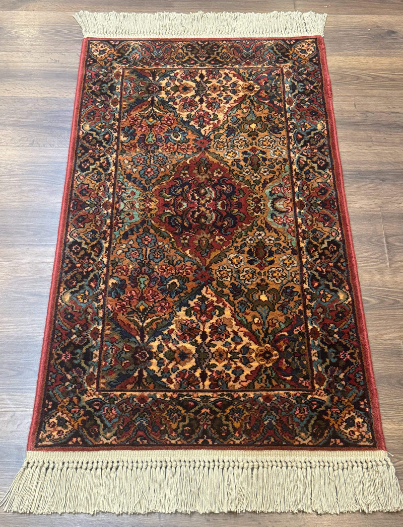 Karastan Rug 2.6 x 4 Multicolor Panel Kirman #717, Original 700 Series, Wool Pile Discontinued by Jewel Rugs