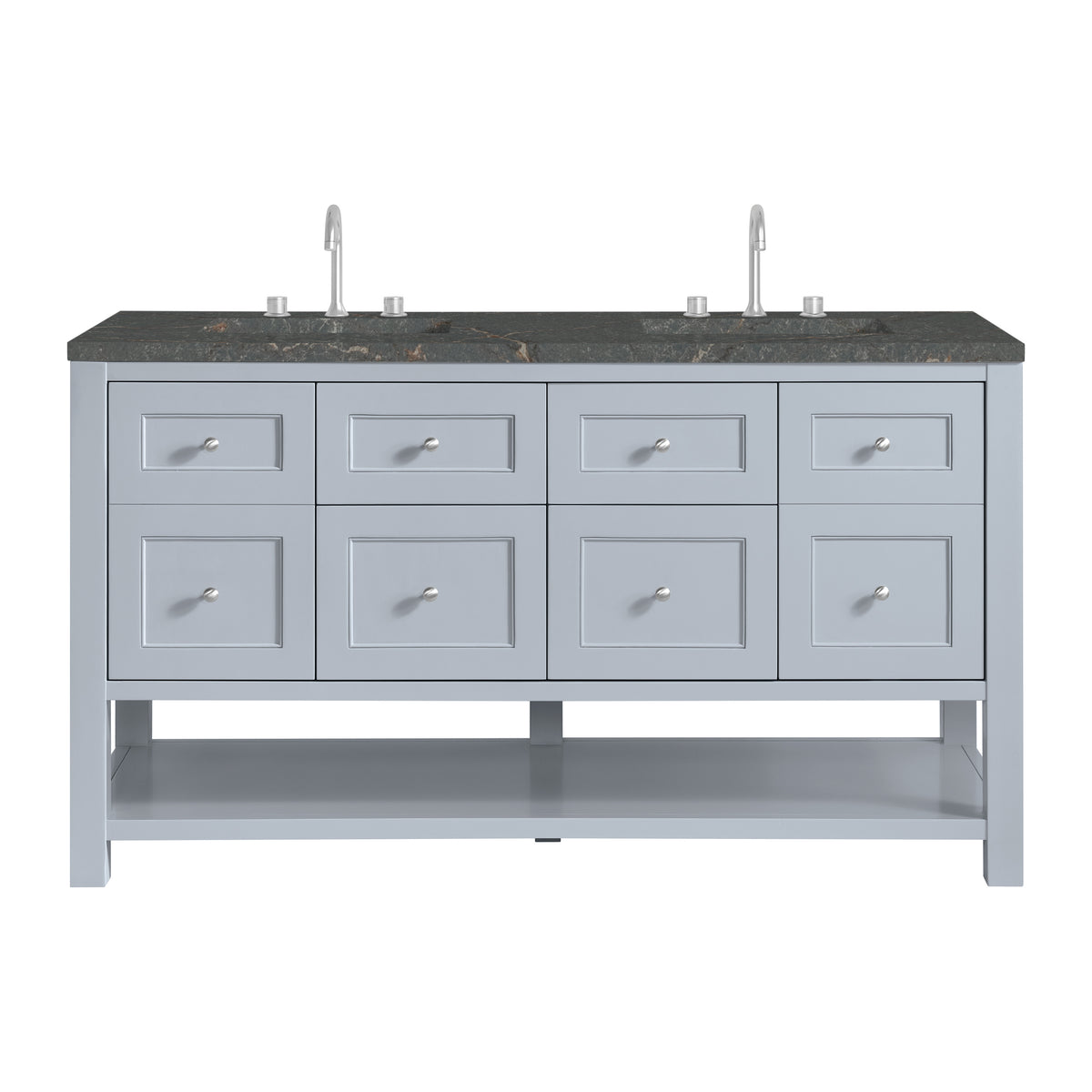 James Martin Breckenridge 60" Double Bathroom Vanity, Serenity Blue with Parisien Bleu (FreePower) countertop