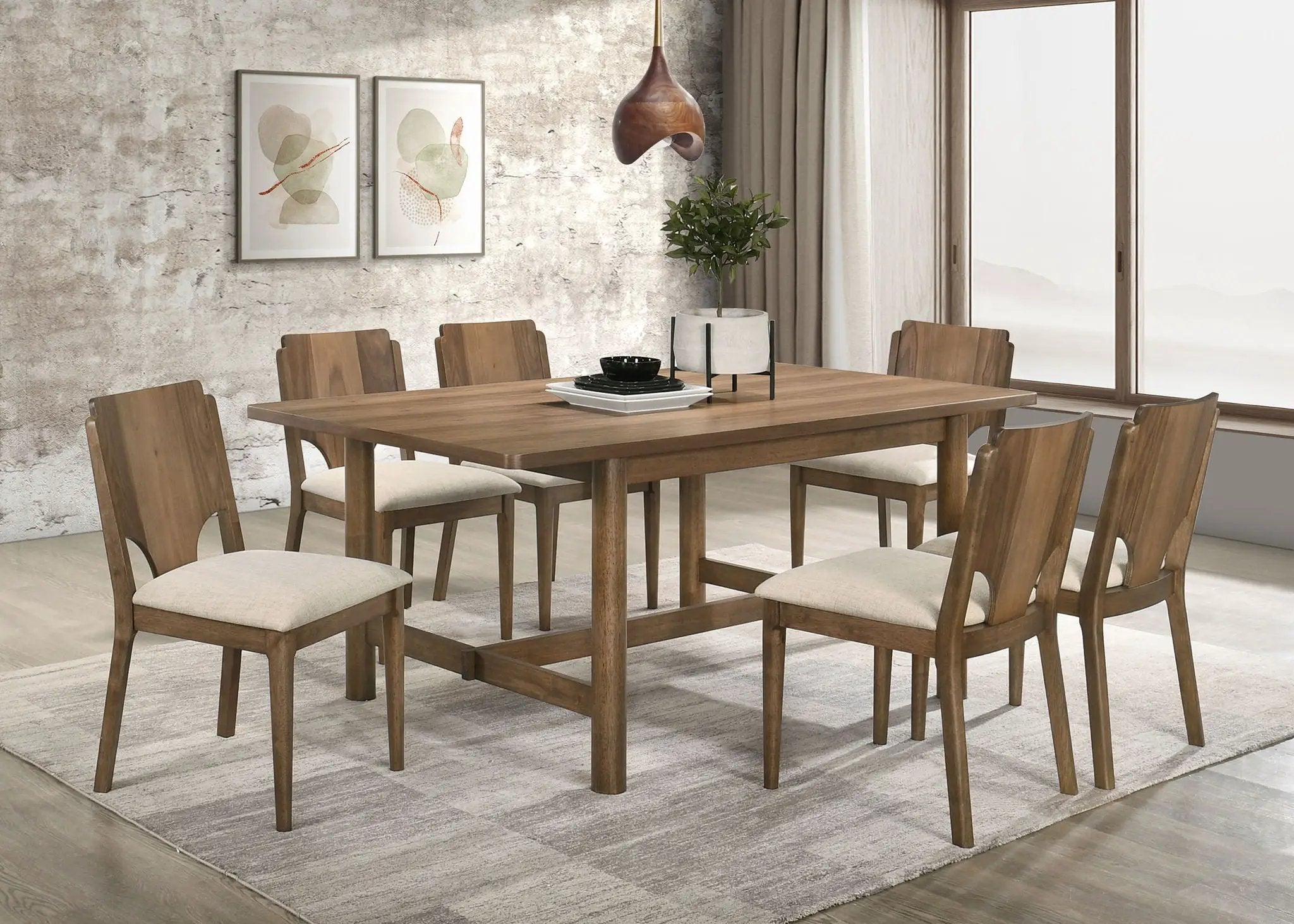 Crestmore 71-inch Rectangular Wood Dining Table Walnut by Unique Piece Furniture