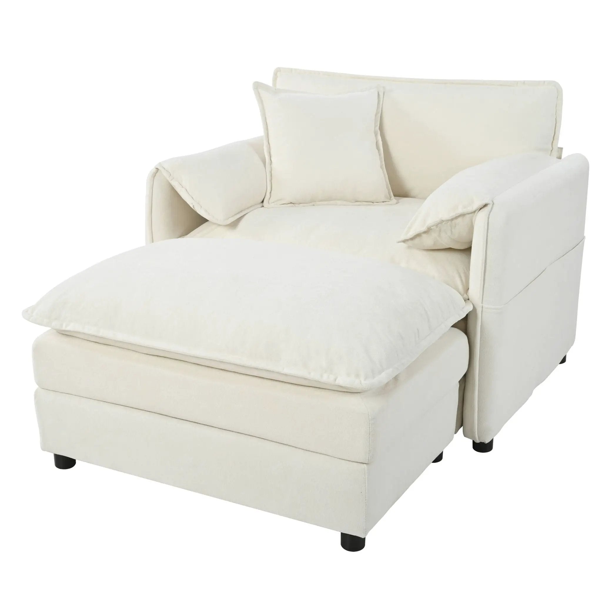 Oversized Chair With Movable Ottoman, Soft Upholstered Lounge Chair by Unique Piece Furniture