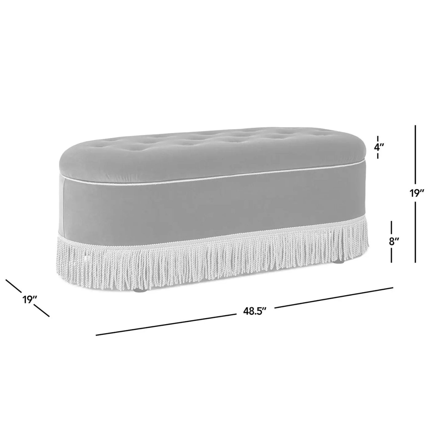 Melinda - Oval Tufted Bullion Fringe Storage Bench by HouseOfZazla