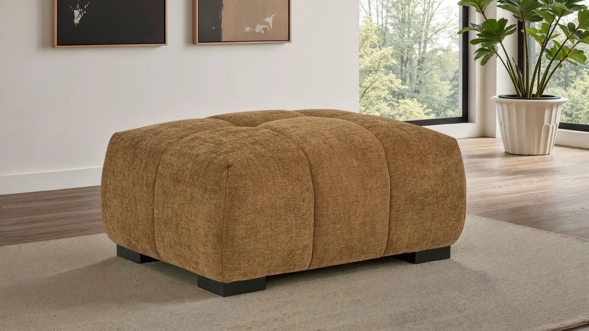 Octavia Upholstered Rectangular Ottoman Amber by Unique Piece Furniture
