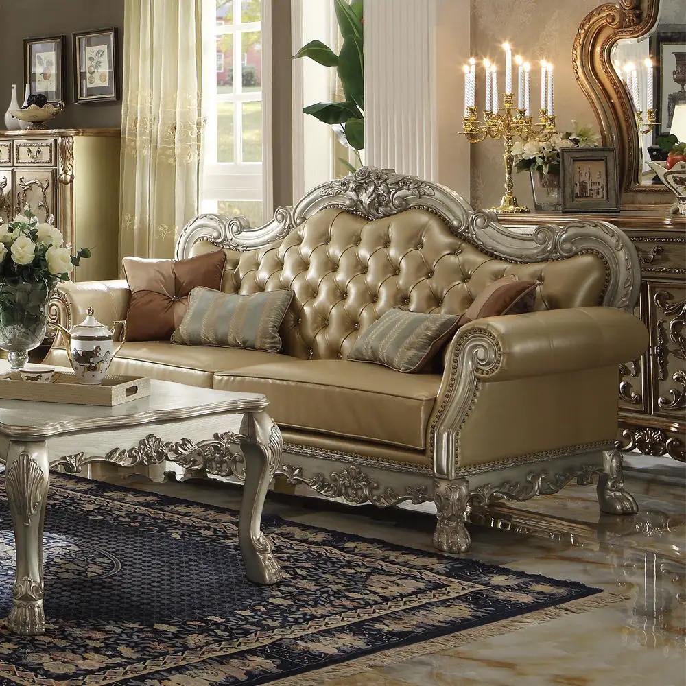 Dresden - Sofa - Bone PU & Gold Patina by Unique Piece Furniture