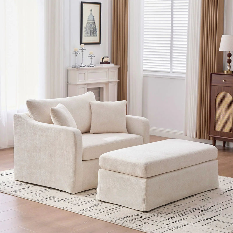 Accent Chair With Ottoman, Includes 2 Bolster Pillows by Unique Piece Furniture
