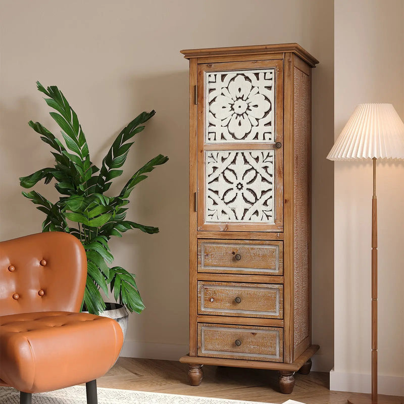Rustic Wooden Storage Cabinet with Decorative Cutout Door & 3 Drawers by HouseOfZazla