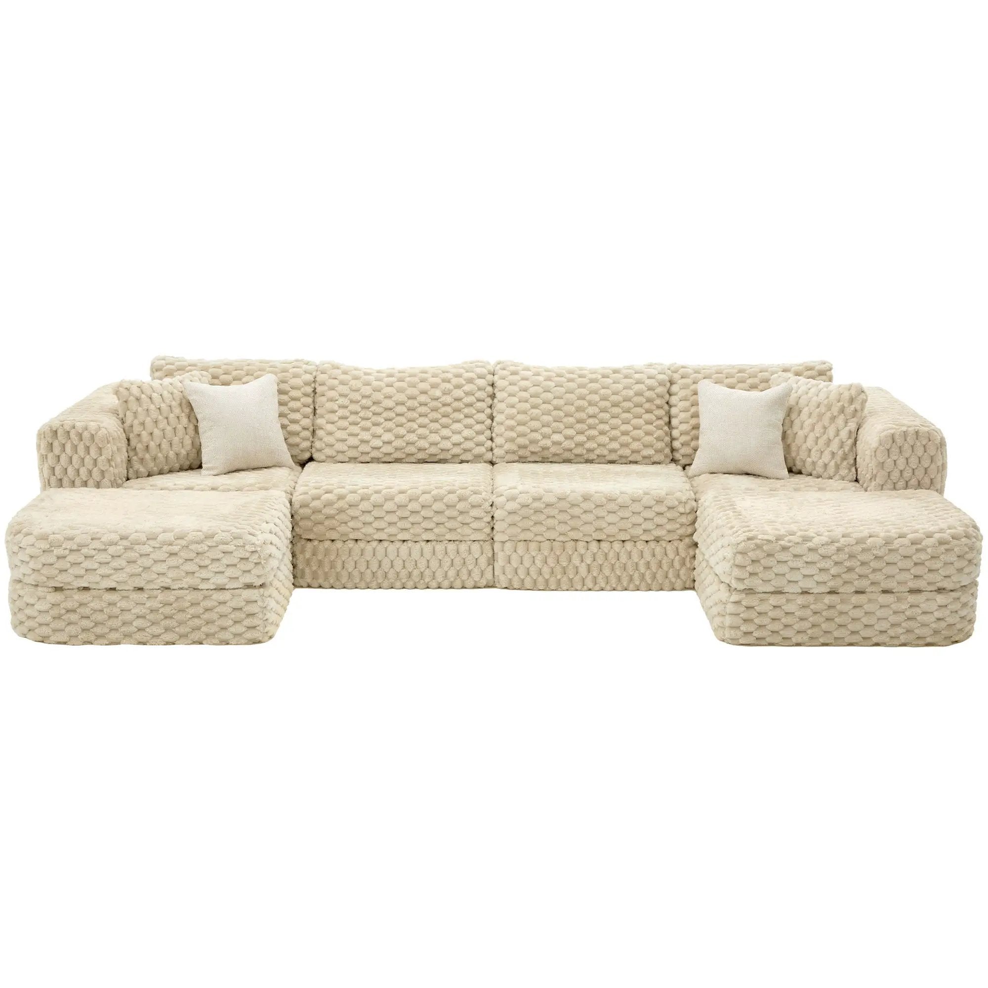 Modular Sectional Sofa, Boneless Couch With 2 Movable Ottomans by Unique Piece Furniture