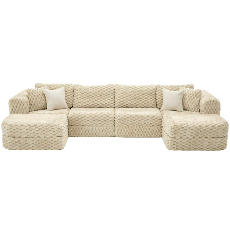 Modular Sectional Sofa, Boneless Couch With 2 Movable Ottomans by Unique Piece Furniture