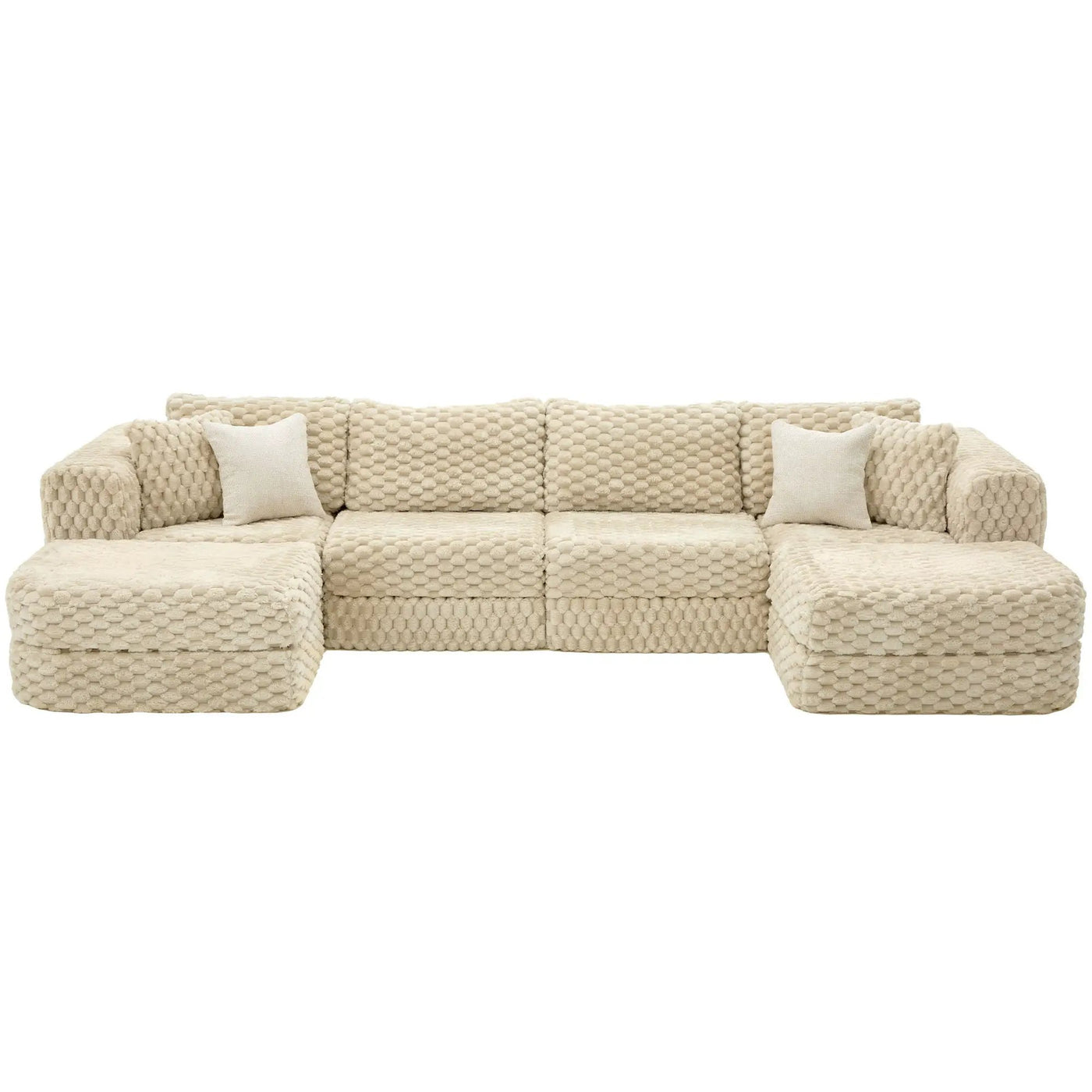 Modular Sectional Sofa, Boneless Couch With 2 Movable Ottomans by HouseOfZazla