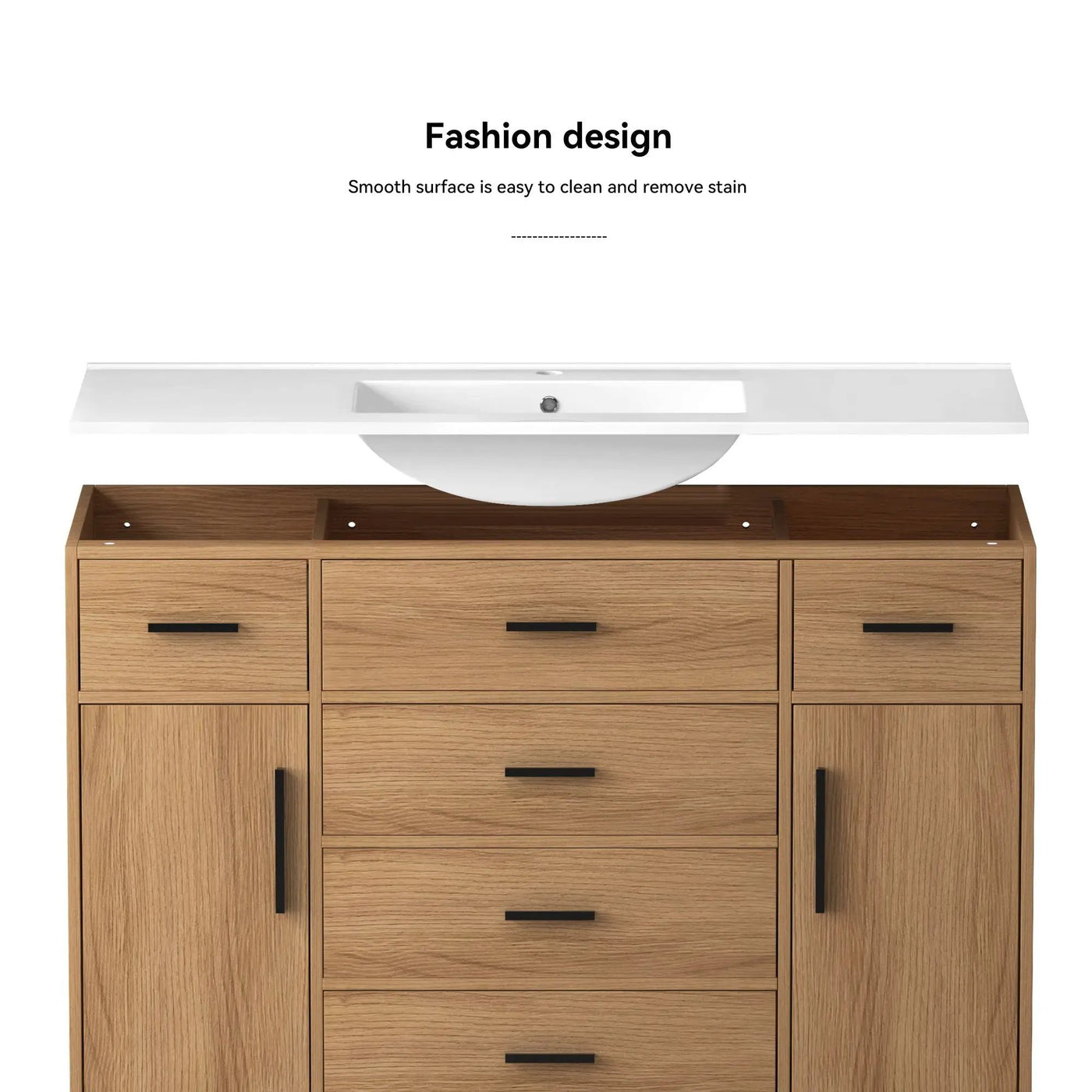 Bathroom Vanity With Abundant Storage 2 Soft Close Doors And 6 Drawers by HouseOfZazla