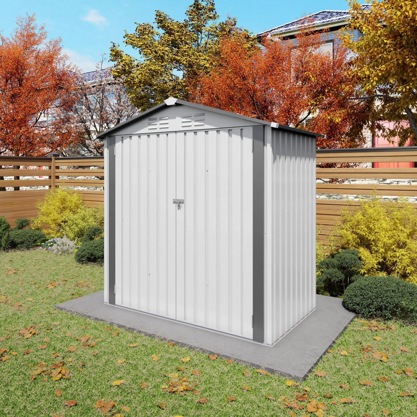 Garden Tool Shed Metal Storage Shed With Peaked Roof Waterproof Lockable Door by HouseOfZazla