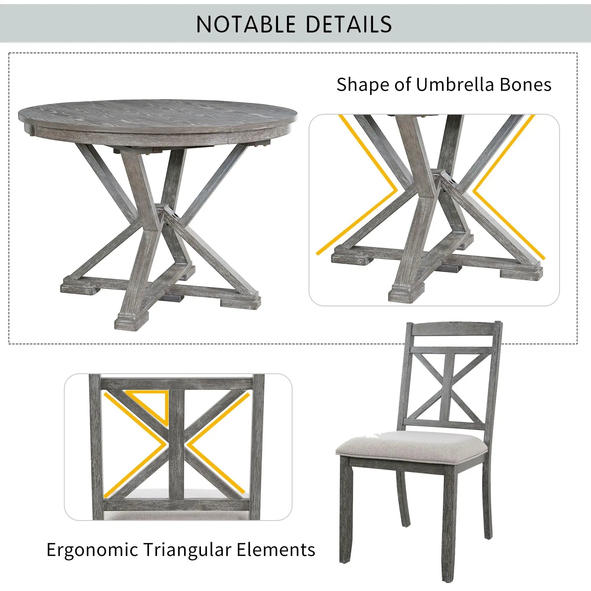 Dining Set With Extendable Round Table And 4 Upholstered Chairs by HouseOfZazla
