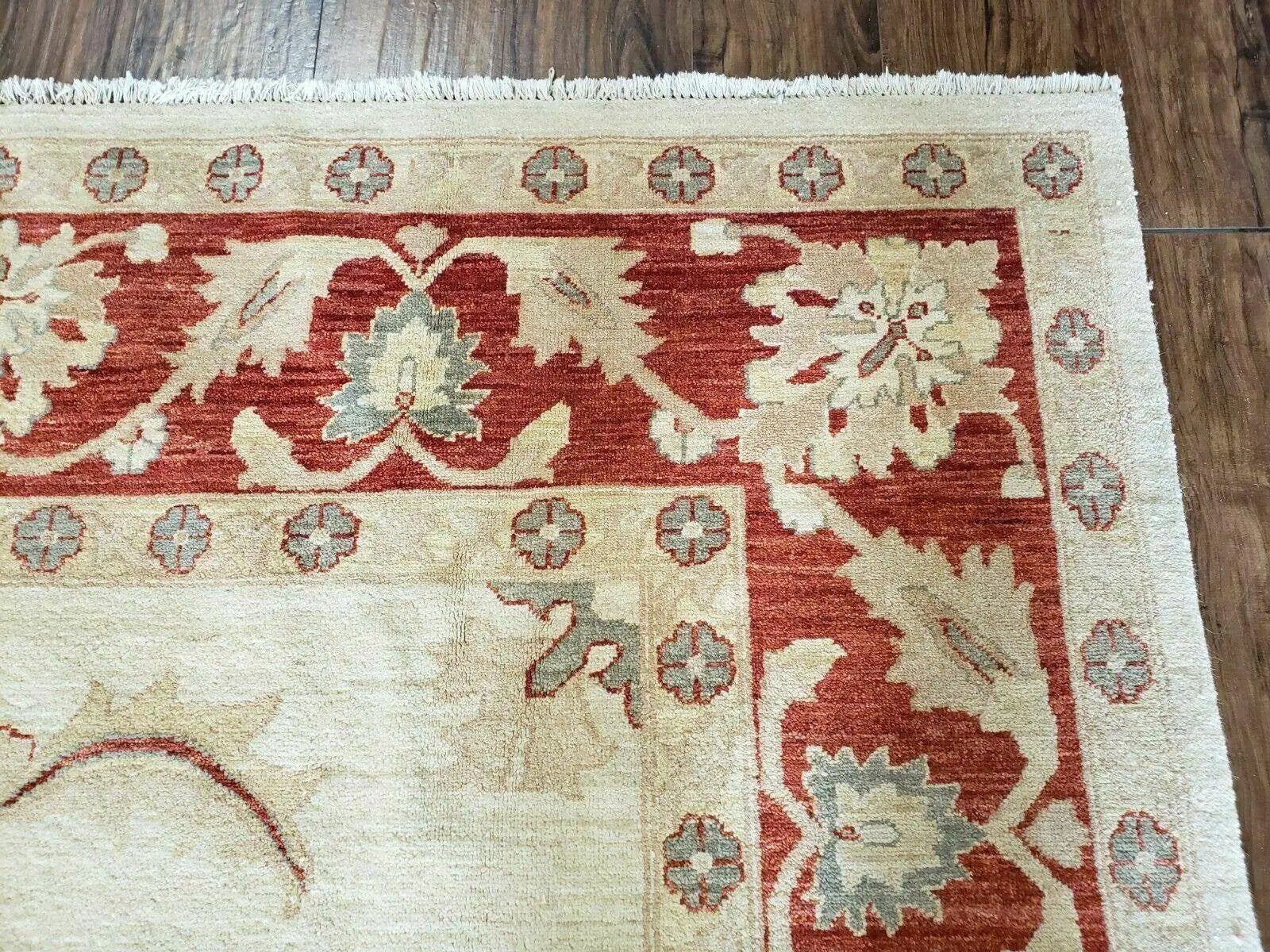 Peshawar Rug 10x14 Rug 10x14 Vintage Rug 10x14 Handmade Rug Chobi Rug Ivory Beige Red Rug by Jewel Rugs