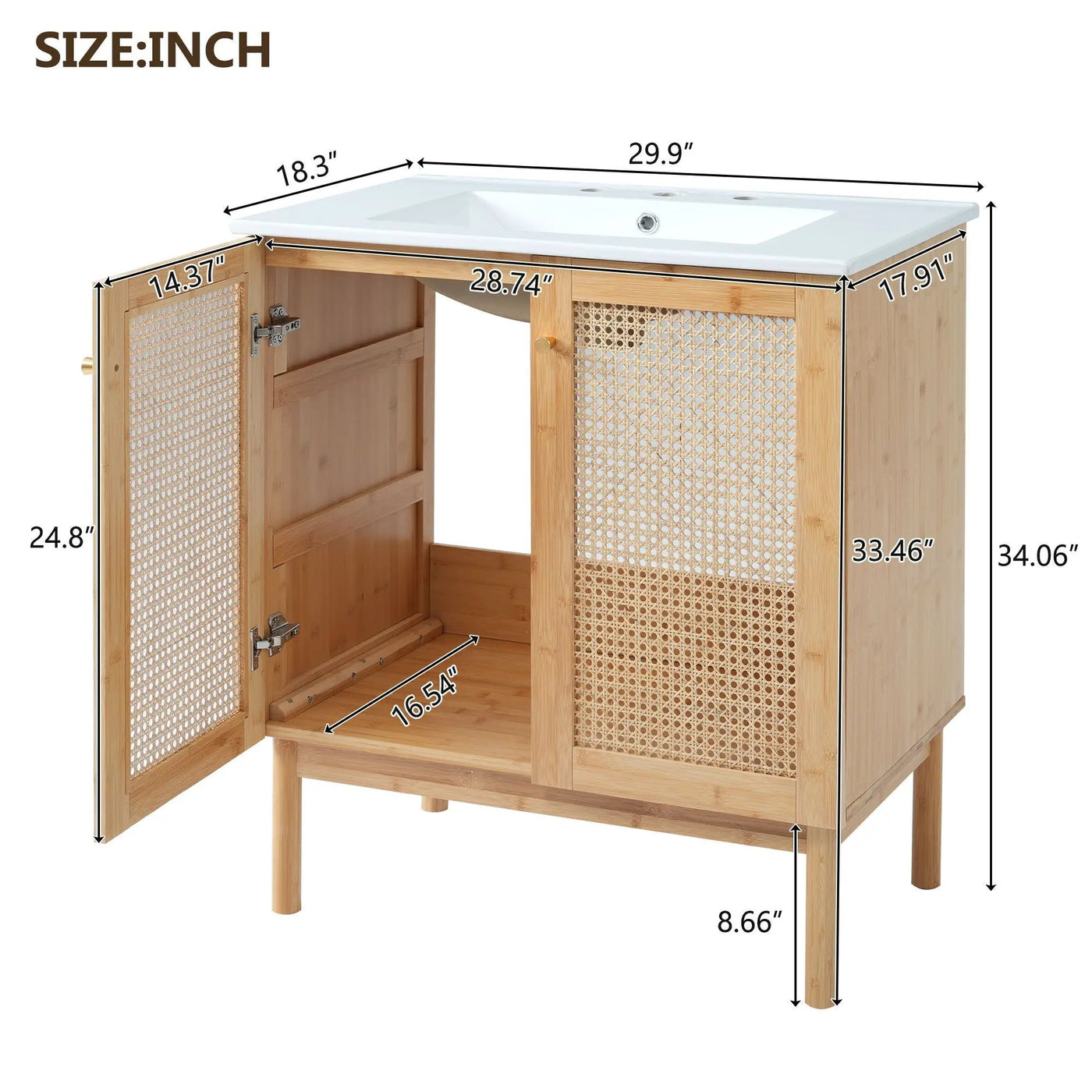 Bathroom Vanity Cabinet With Doors, Soft Close Design by HouseOfZazla