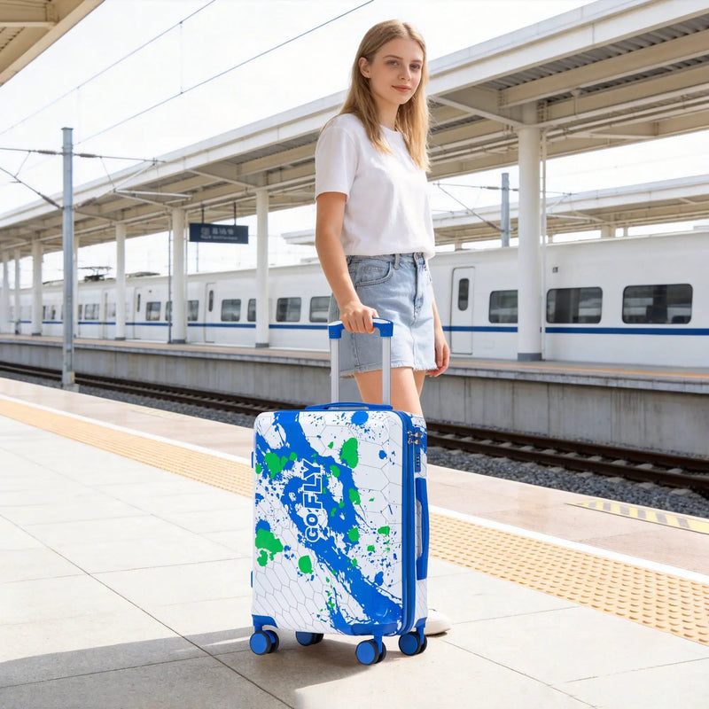 20 Inch PC Spinner Wheel Luggage - Blue by HouseOfZazla