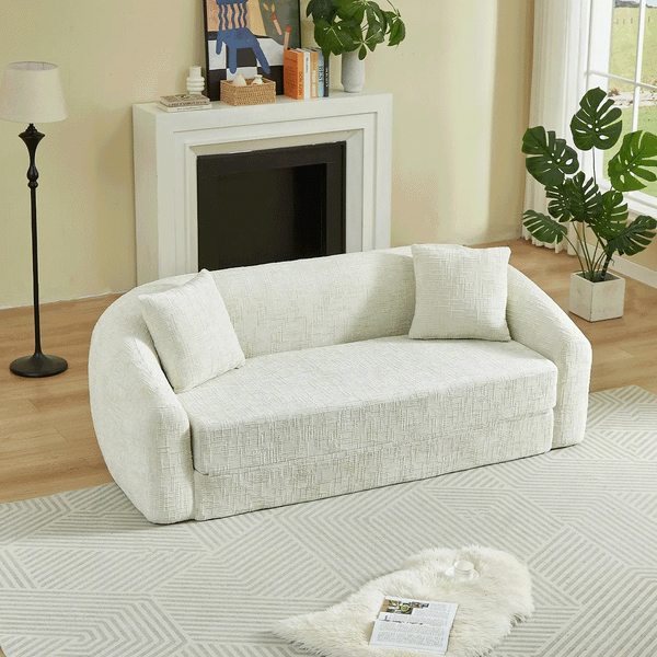 87-Inch Curved Convertible Sofa Recliner