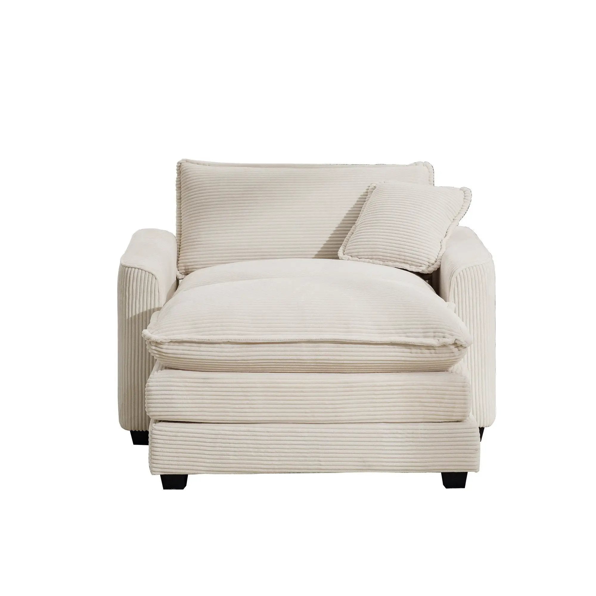 Classic Modern Comfortable Single Chair Deep Seat Sofa With Footstool by HouseOfZazla