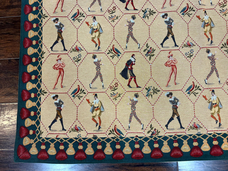 Square Tapestry 5x5, Wall Hanging, Human Pictorials, Court Jesters, Vintage by Jewel Rugs