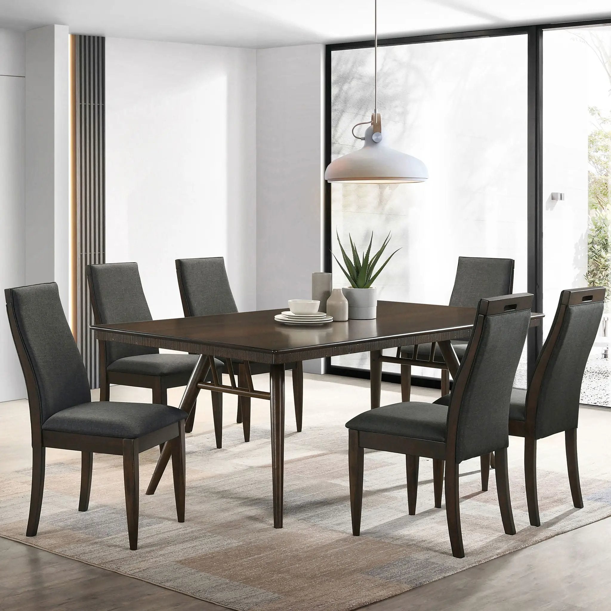 Wes Rectangular 80-inch Wood Dining Table Dark Walnut by Unique Piece Furniture