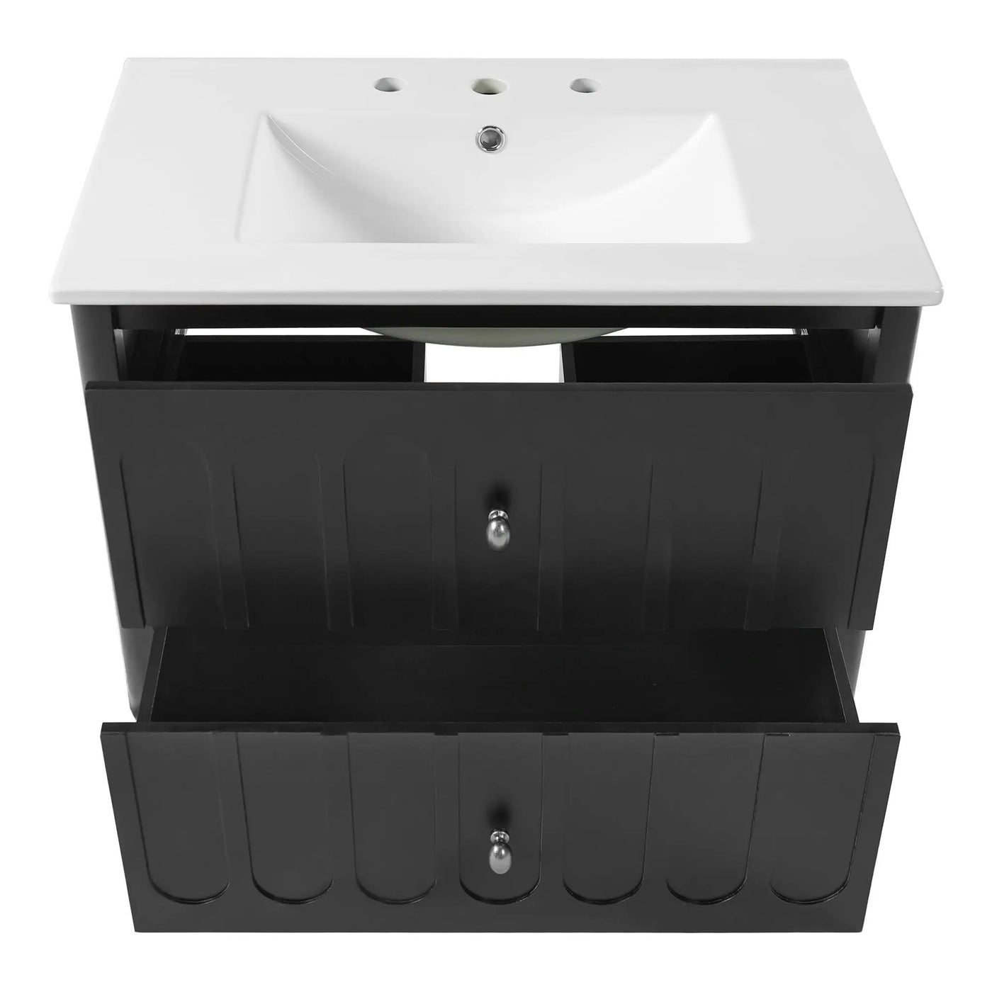 Floating Bathroom Vanity With Oval Knobs & Round Edge, Soft Close Drawer Slides by HouseOfZazla