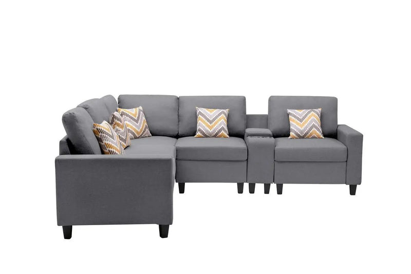Nolan - Fabric 6 Piece Sectional Sofa With Pillows And Interchangeable Legs by HouseOfZazla
