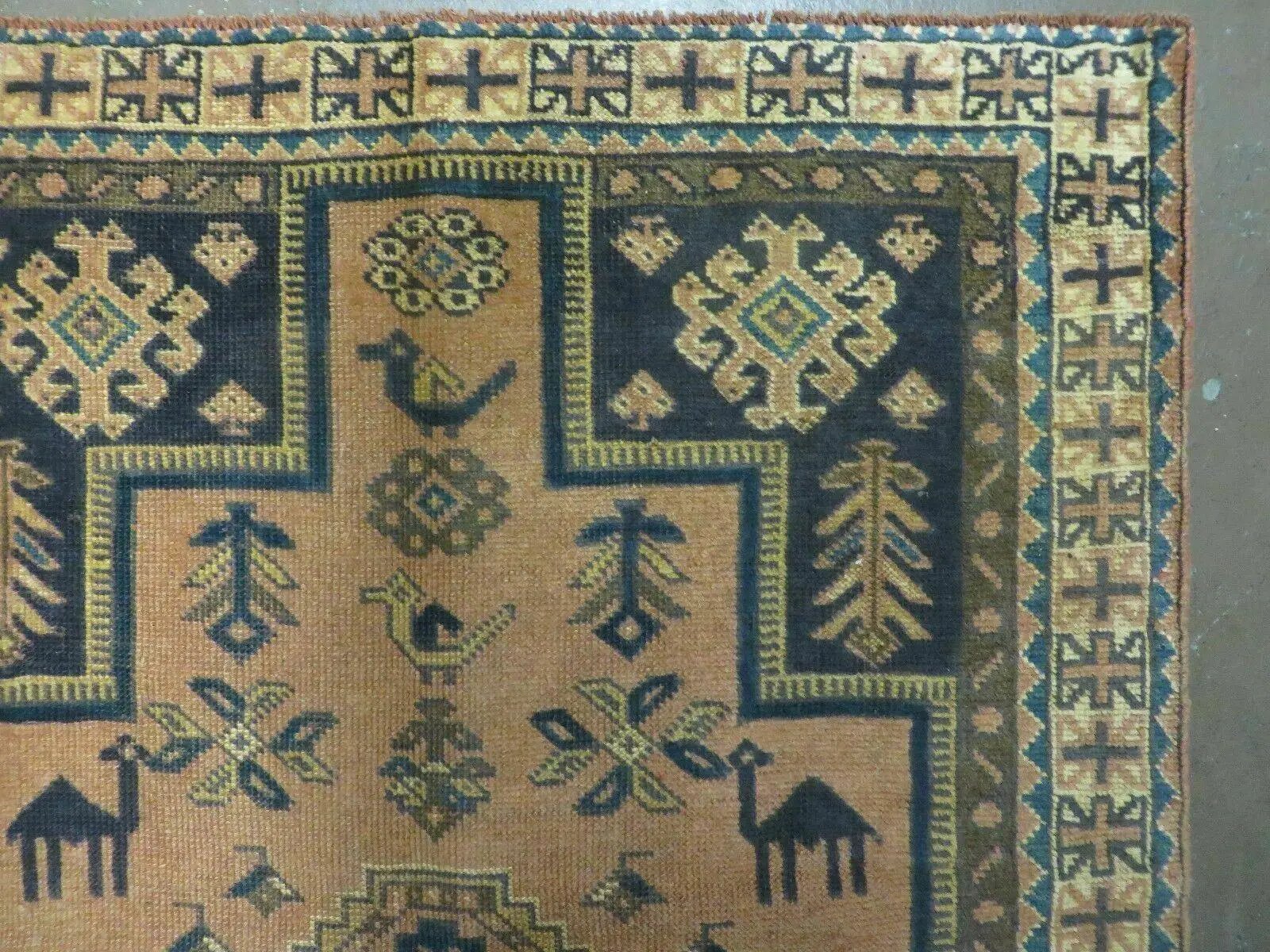 4' X 6' Antique Handmade Turkish Anatolian Wool Rug Camel Vegetable Dyes by Jewel Rugs