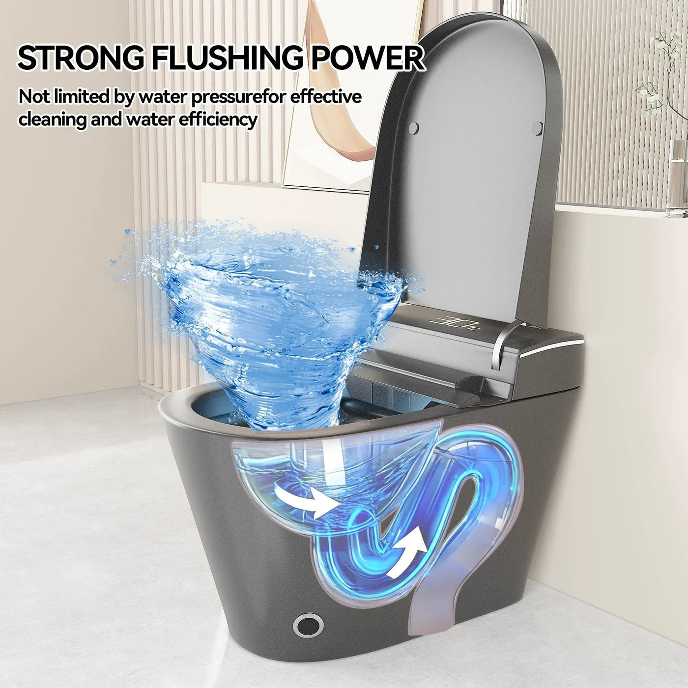 Smart Bidet Toilet With Auto Open / Close Seat, Warm Water Wash, Heated Seat, And Wireless Remote Control by HouseOfZazla