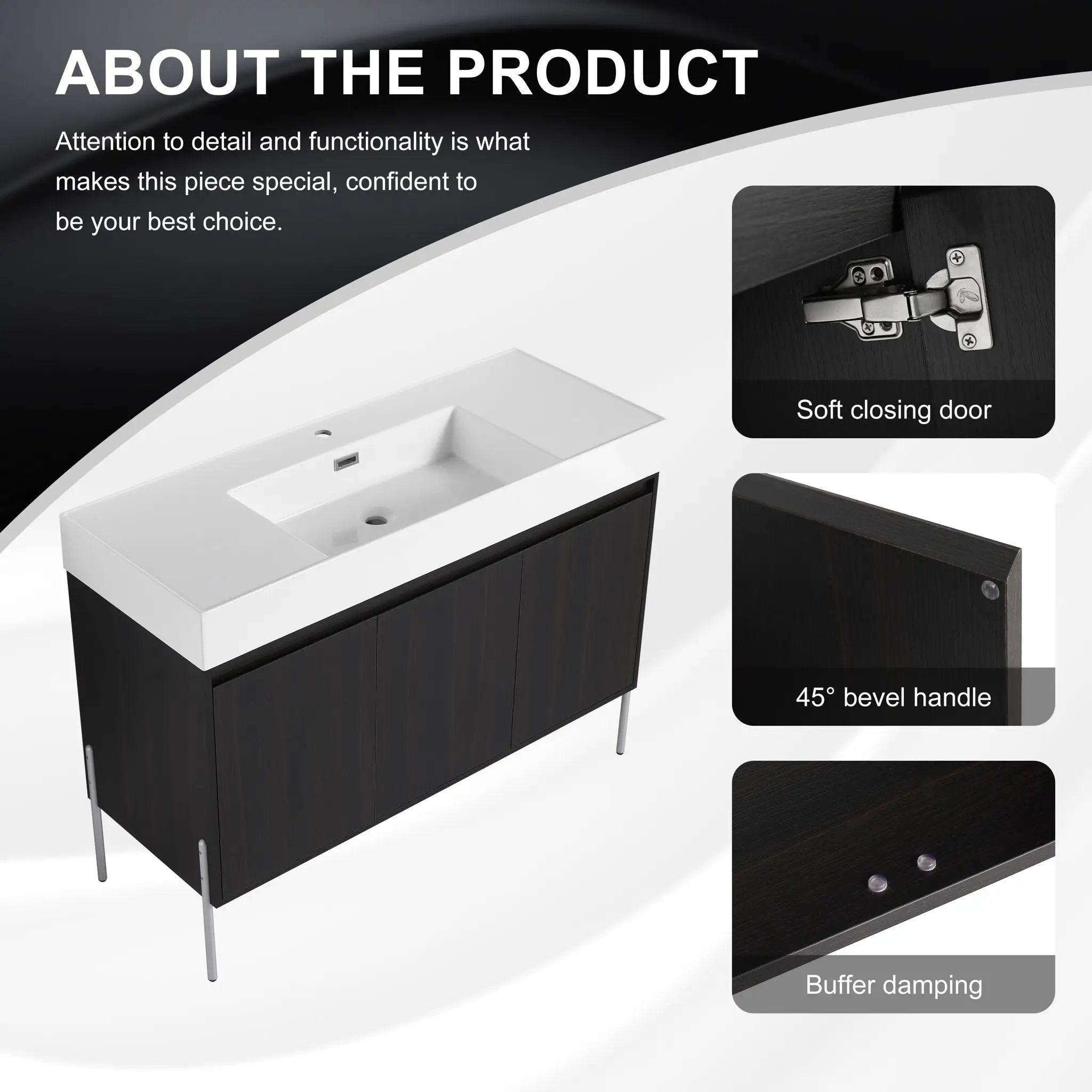 Freestanding Bathroom Vanity With Resin Sink And Storage Cabinet by HouseOfZazla