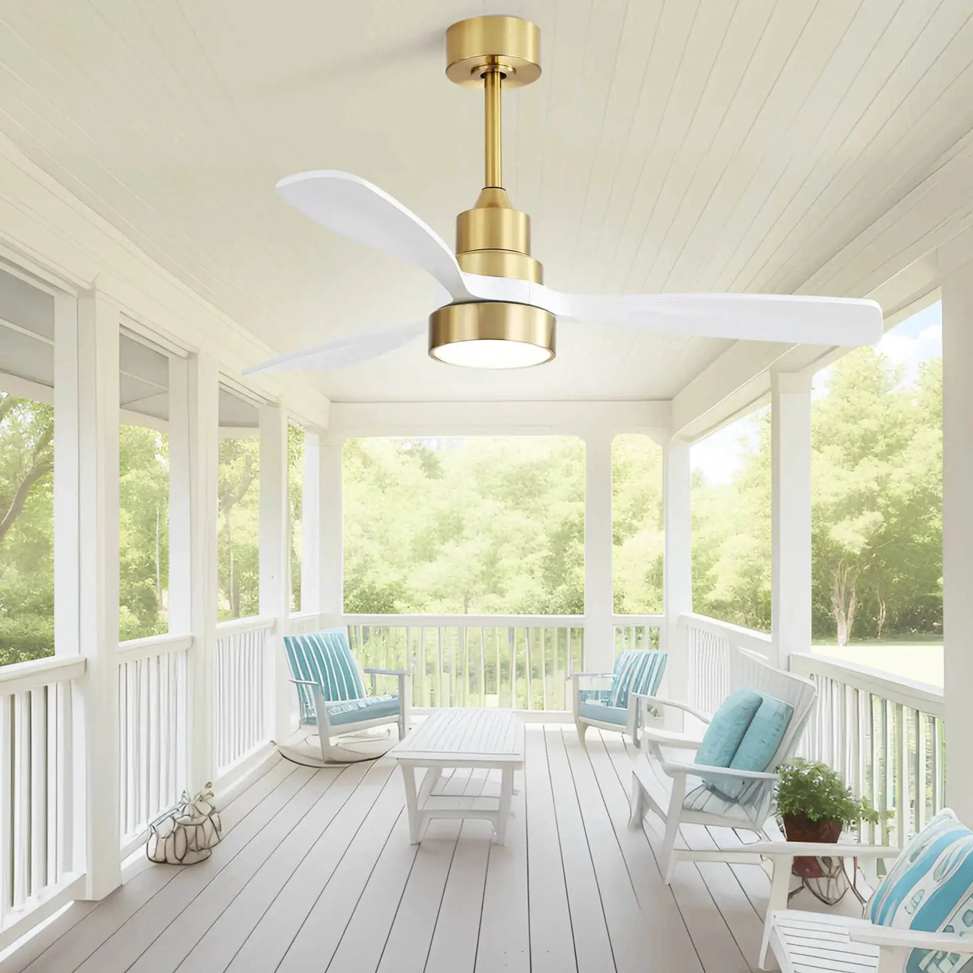 Indoor Ceiling Fan With Dimmable LED Light, 6 Speed Remote ControlLED DC Motor, Reversible Blades by Unique Piece Furniture