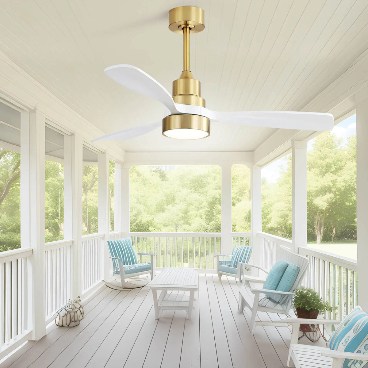 Indoor Ceiling Fan with Dimmable LED Light and 6-Speed Remote - Light Brown or White, photo 9 of 12