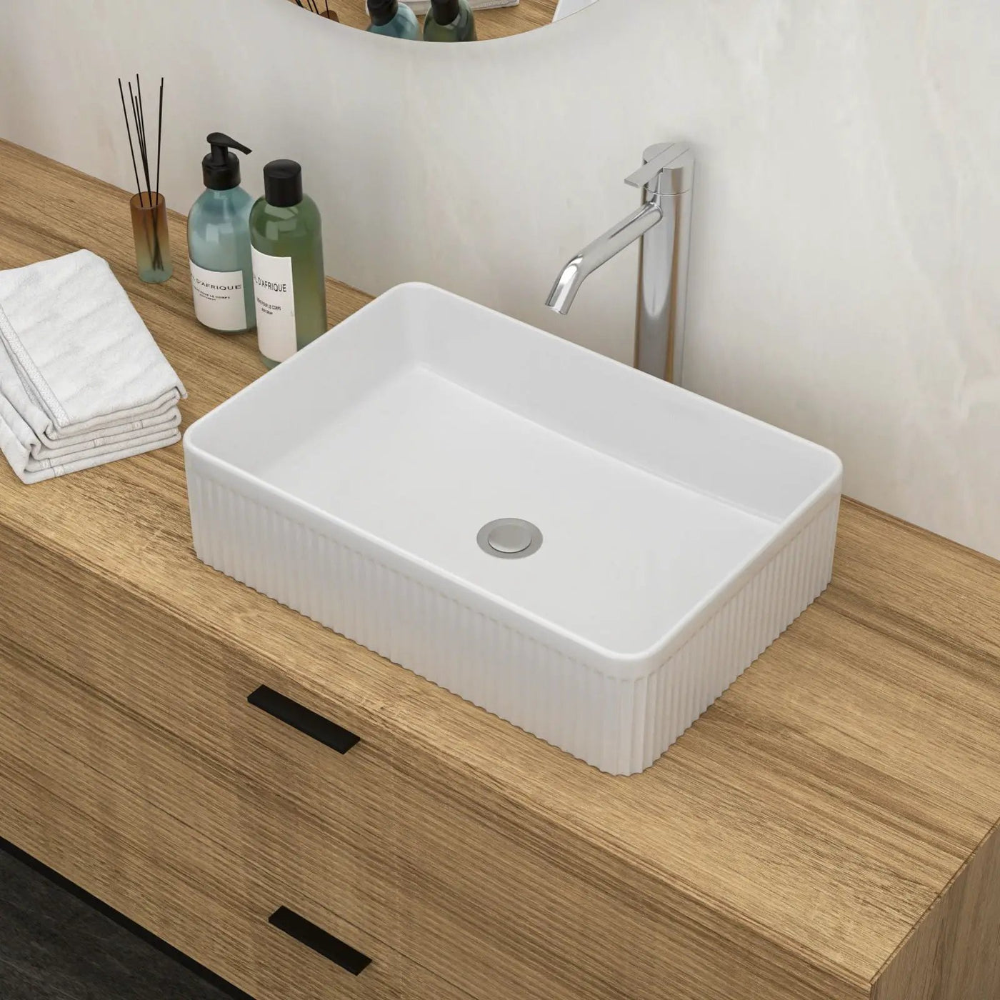 Modern Ceramic Rectangular Vessel Bathroom Sink by HouseOfZazla