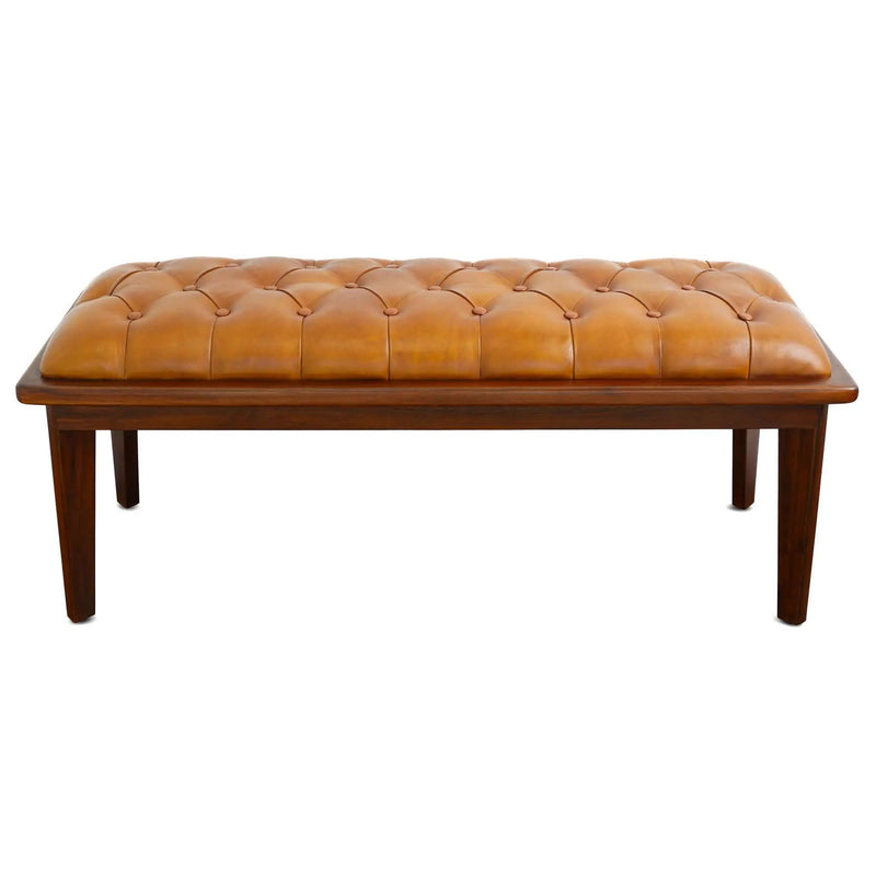 Arden - Bench With Buttons - Brown / Rustic / Tan by Unique Piece Furniture